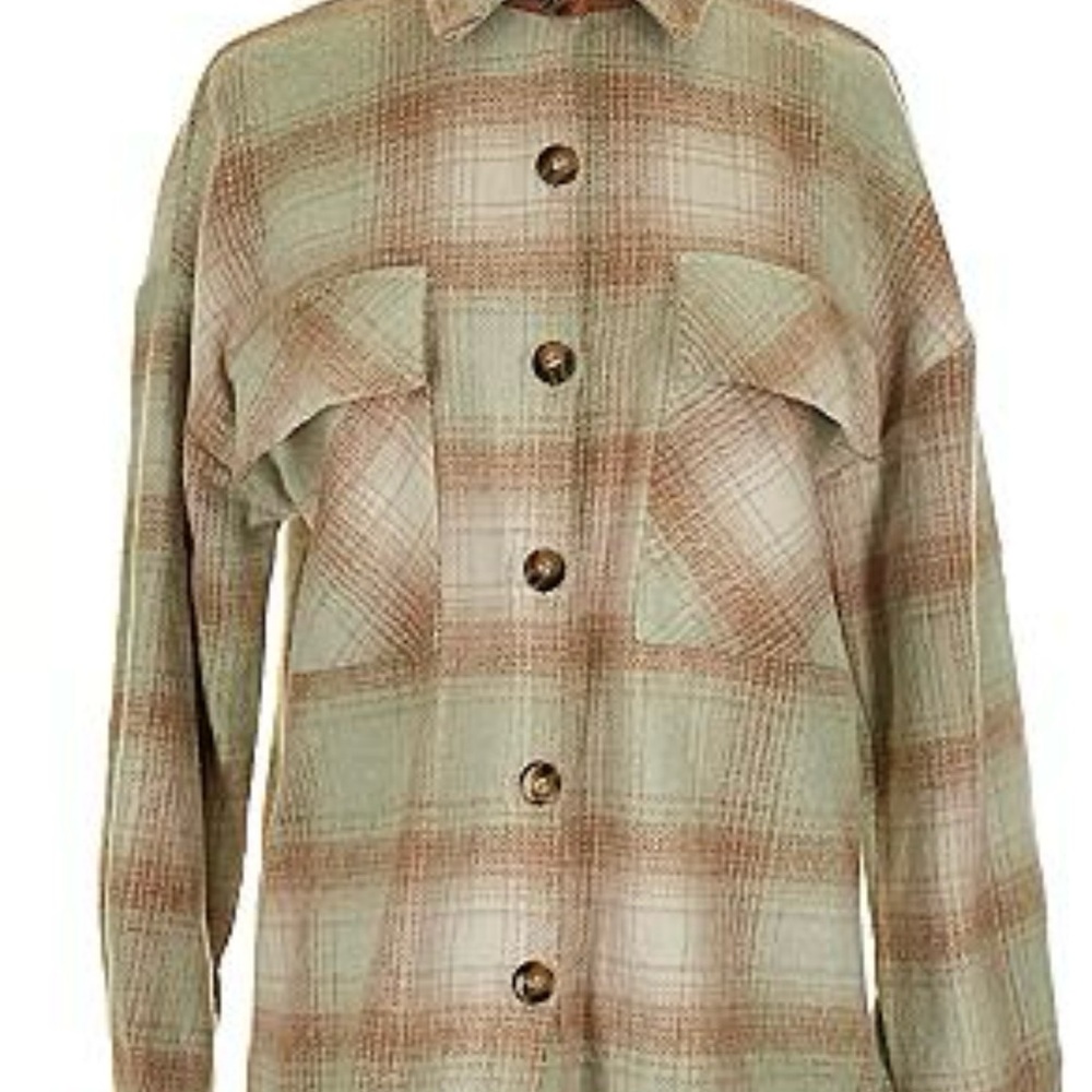 THML Green and Brown Plaid Coat